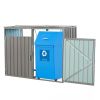 Outdoor Grey Galvanized Steel Garbage Bin Storage Shed - Holds 2 Trash Cans