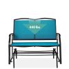 2 Seat Mesh Patio Loveseat Swing Glider Rocker with Armrests in Blue