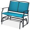 2 Seat Mesh Patio Loveseat Swing Glider Rocker with Armrests in Blue