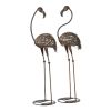 Set of 2 Metal Outdoor Wild Flamingo Garden Statue Set