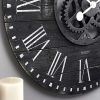 Industrial FarmHome Round Oversized Wall Clock in Rustic Black