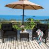 3-Piece Brown PE Rattan Outdoor Dining Patio Furniture Set with Black Cushions