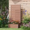 Raised Garden Bed Planter with Slatted Fence Trellis in Brown Wood Finish