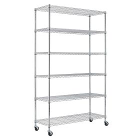 Heavy Duty 6-Shelf Metal Storage Rack Shelving Unit with Casters