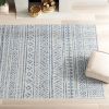 5 ft. x 7.5 ft. Blue Grey Chevron Coastal Boho Style Indoor Outdoor Area Rug