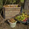 244 Gallon Outdoor Cedar Wooden Compost Bin in Natural Black Wood Finish