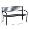 Outdoor Black Metal Garden Bench with 550 lb Max Weight Capacity