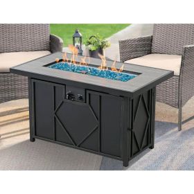 42-inch Outdoor Propane Gas Fire Pit Patio Table with Blue Fire Glass