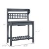 Outdoor Grey Wood Potting Bench Expandable Top with Food Grade Plastic Sink