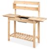 Outdoor Garden Wood Potting Bench Expandable Top with Food Grade Plastic Sink