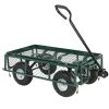 Heavy Duty Green Steel Garden Utility Cart Wagon with Removable Sides