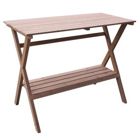 Indoor Outdoor Wood Potting Bench Garden Table with Lower Shelf