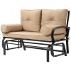 Outdoor Garden Patio Rocking Glider Chair Loveseat with Tan Khaki Cushions