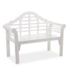 4-Ft. Folding White Wood Patio Garden Outdoor Bench with Scrolled Arms