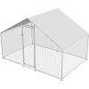 9.8 Ft x 6.5 Ft Outdoor Metal Walk-in Chicken Coop Cage with Waterproof Cover