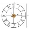 36-inch Metal Silent Wall Clock with Roman Numerals and Wooden Center