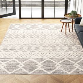 9-ft. x 12-ft. Hand Woven Wool Blend Grey Beige Ivory Persian Style Area Rug