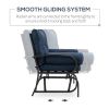 Outdoor Garden Patio Rocking Glider Chair Loveseat with Navy Blue Cushions