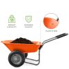 Heavy Duty 2-Wheel Multipurpose Rust Proof Wheelbarrow - Orange