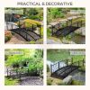 Outdoor Black Metal Arch 7-ft Garden Bridge with Side-Rails