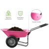 Heavy Duty 2-Wheel Multipurpose Rust Proof Wheelbarrow - Pink