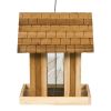 Wood House Shingled Roof Garden Bird Feeder with Perch