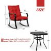 Outdoor 3-Piece Patio Furniture Rocking Chairs Table Set with Red Cushions