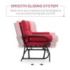 Steel Outdoor Garden Patio Rocking Glider Chair Loveseat with Red Cushions