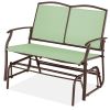 2 Seat Mesh Patio Loveseat Swing Glider Rocker with Armrests in Sage