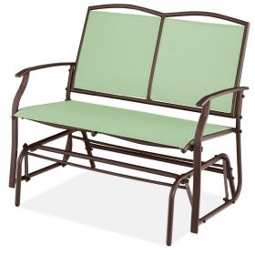 2 Seat Mesh Patio Loveseat Swing Glider Rocker with Armrests in Sage