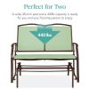 2 Seat Mesh Patio Loveseat Swing Glider Rocker with Armrests in Sage