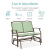 2 Seat Mesh Patio Loveseat Swing Glider Rocker with Armrests in Sage