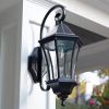 Outdoor Farmhouse Solar Wall Light in Black Finish - 150 Lumens