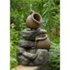 Outdoor Garden Polyresin Rock and Pitchers Waterfall Fountain with Pump