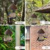 Outdoor Metal Mesh Tube Bird Feeder with Perch and Roof - Squirrel-Resistant