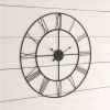 Round 24-inch Metal Wall Clock with Roman Numerals