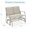 2 Seat Mesh Patio Loveseat Swing Glider Rocker with Armrests in Taupe