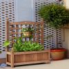 Natural Fir Wood Outdoor Garden Planter Box with 30-inch High Trellis