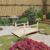 Outdoor 4-ft Wooden Garden Bridge with Rails in Natural Wood Finish