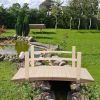 Outdoor 4-ft Wooden Garden Bridge with Rails in Natural Wood Finish