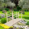 Outdoor 7.5-Ft Wooden Garden Bridge in Natural Wood Finish