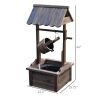 Outdoor Garden Solid Wood Wishing Well Water Fountain with Bucket and Pump