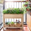 Solid Wood 2-Tier Raised Garden Bed Planter Bed with Bottom Storage Shelf