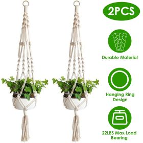 2Pcs Plant Hanger Flowerpot Net Bag 40in Cotton Rope Plant Hangers 4Legs Plant Hanger