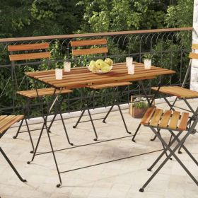 Folding Bistro Table 39.4"x21.3"x28" Solid Wood Acacia and Steel