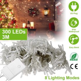 3M 300 LEDs String Curtain Light IP44 String Fairy Lights Party Xmas Decor Lamps