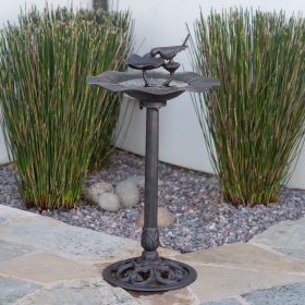 e Lancaster Outdoor Aluminum and Iron Top Bird Bath with Iron Base, Bronze