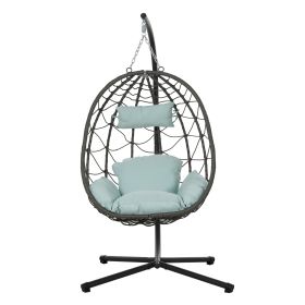 Egg Chair with Stand Indoor Outdoor Swing Chair Patio Wicker Hanging Egg Chair Hanging Basket Chair with Stand for Bedroom Living Room Balcony