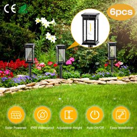 6Pack Solar Powered Stake Light Outdoor Decorative Landscape Lamp IP65 Waterproof Auto On Off Outdoor Light for Pathway Garden Yard Patio