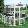 Chicken Coop with Chicken Run, Chicken Coops for 10 Chickens Outdoor with Nesting Boxes , Wooden Walk-in Chicken House with Pull Out Trays